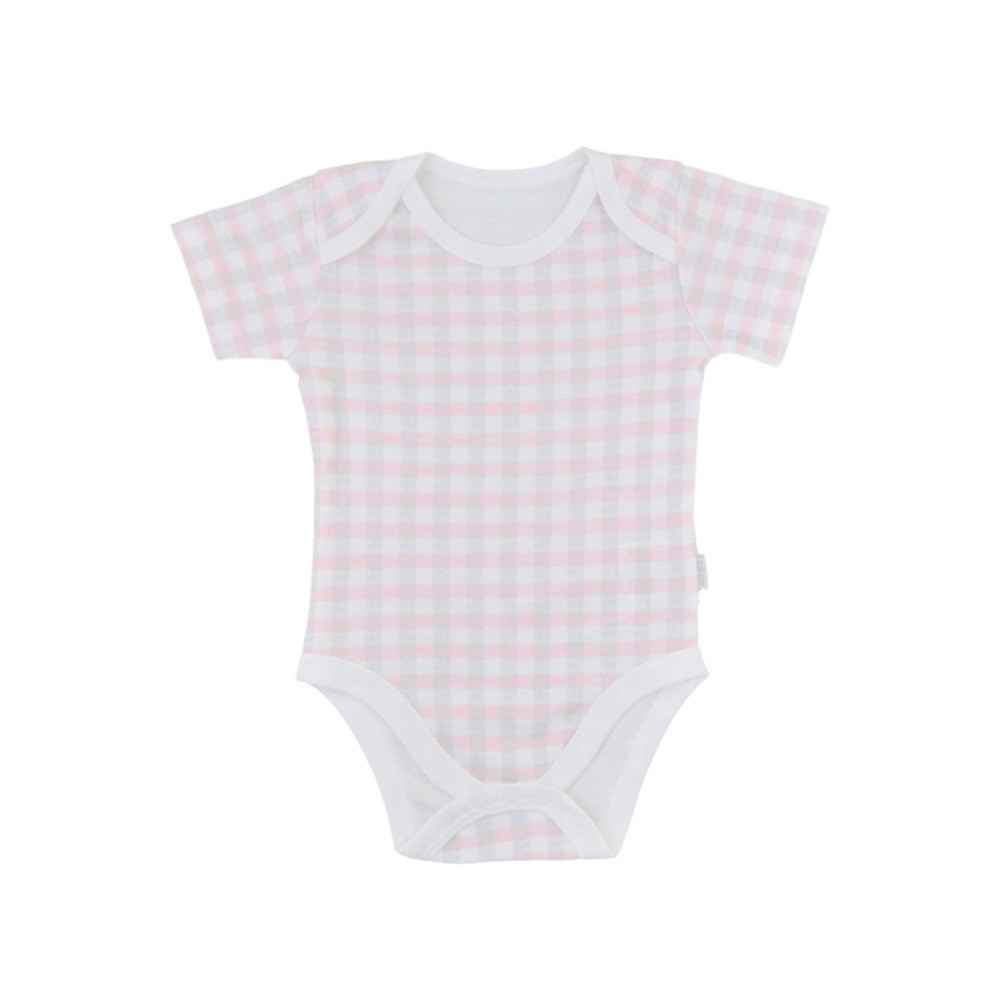 Kiti Kate Smart Plaid Kısa Kollu Bebek Body S40258 Pembe