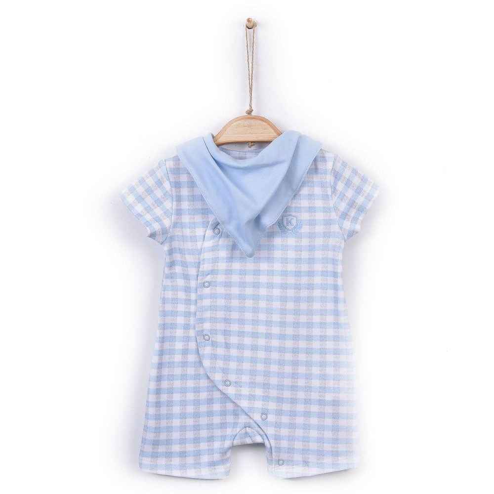 Kitikate Smart Plaid Fularlı Kruvaze Tulum S58697 Mavi