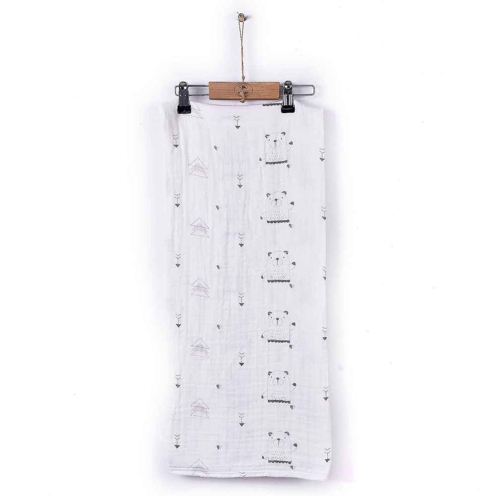 Kitikate Organik Emprime Müslin Battaniye S67484 Siyah