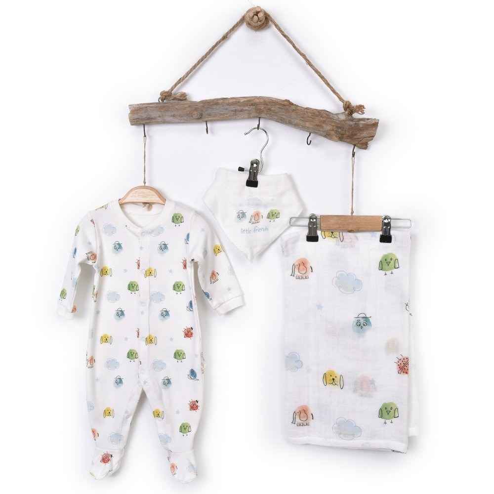 Kitikate Organic Müslin 3'lü Tulum Seti S42412 Yeşil