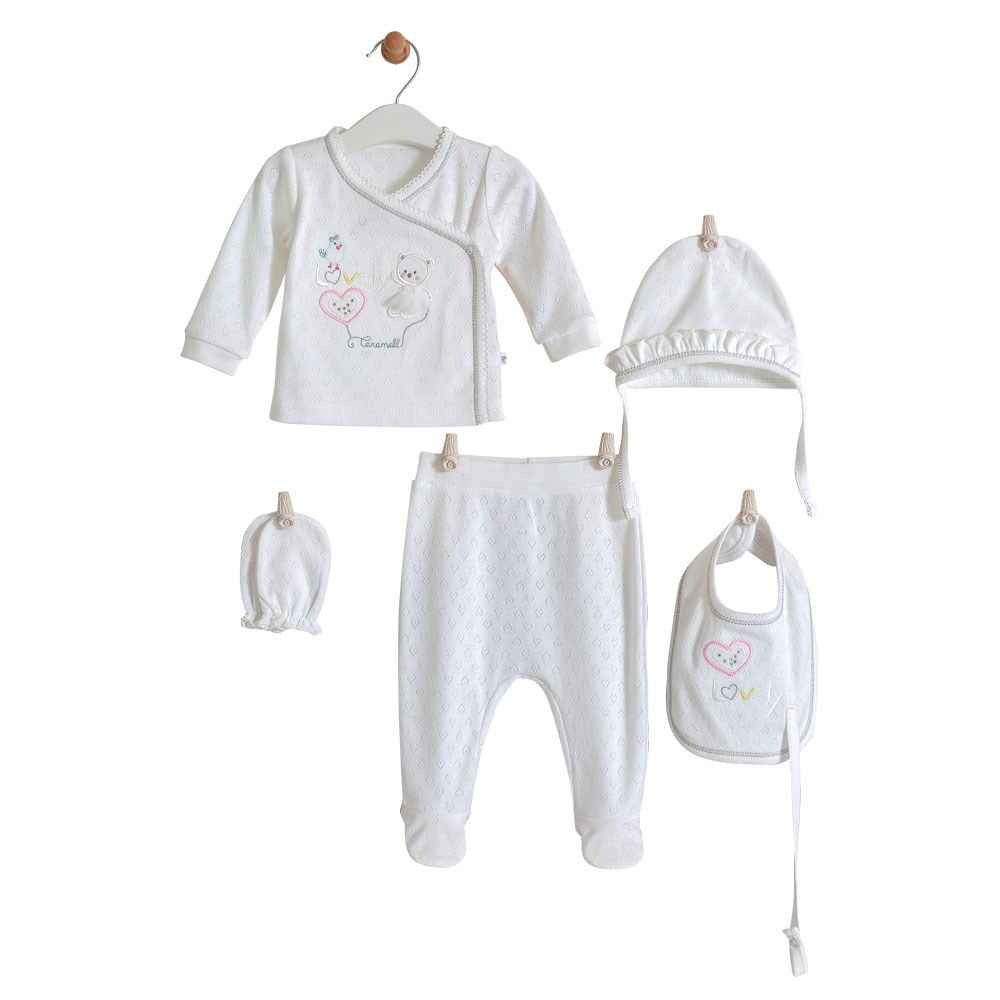 Caramell Hastane Çıkış Seti 5li ZK4480 Ekru