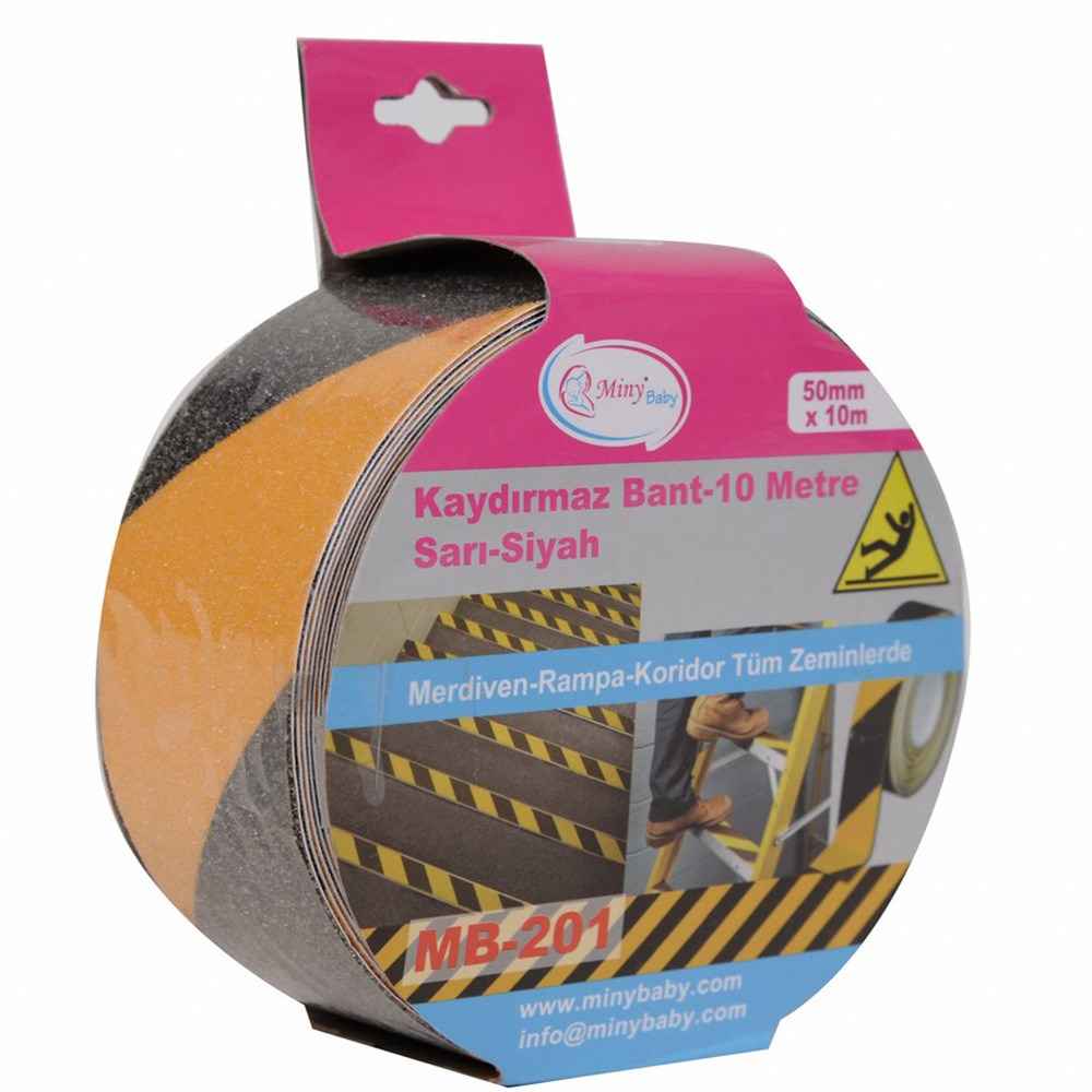Miny Baby Kaydırmaz Bant-10 Metre MB-201 Sarı-Siyah