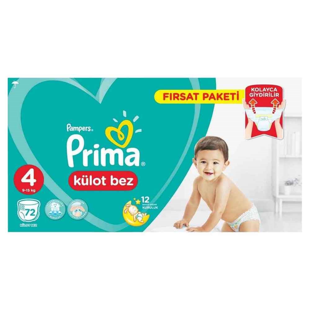 Prima Külot Bebek Bezi Fırsat Maxi 4 Beden 9-15 Kg 72 adet 