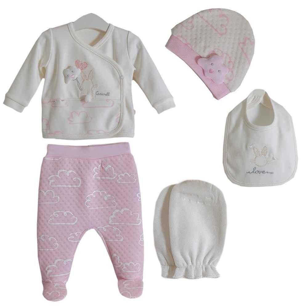 Caramell 5'li Bebek Hastane Çıkış Seti ZK4532 Ekru