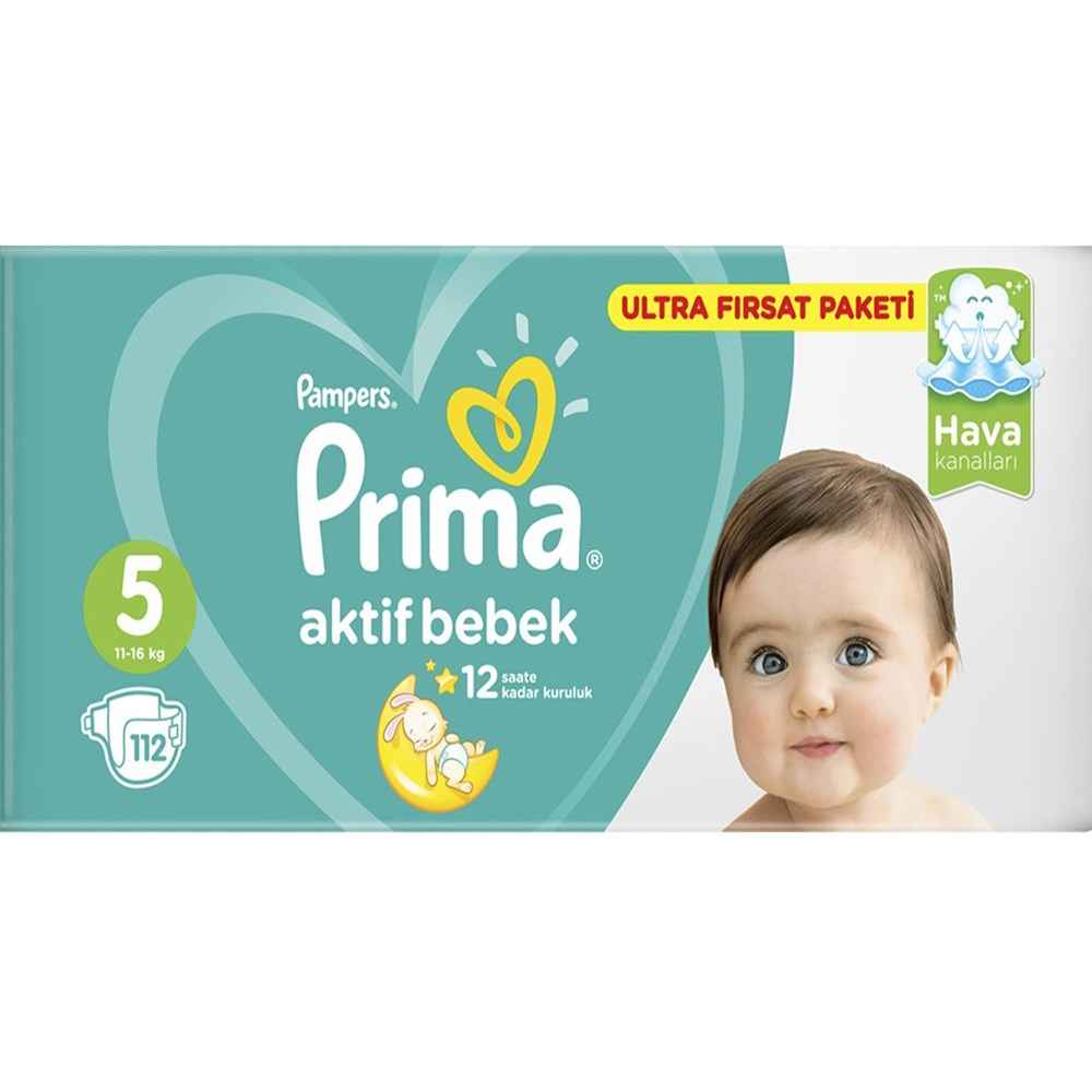 Prima Bebek Bezi Aktif Bebek 5 Beden Mega Paket 11-16 Kg 