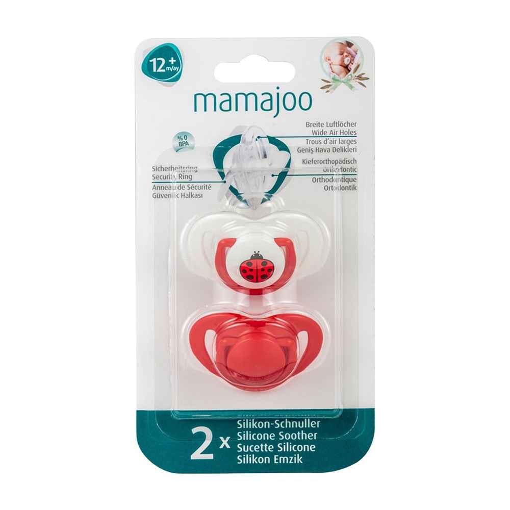Mamajoo İkili Ortodontik Silikon Emzik 12+ Ay Kırmızı