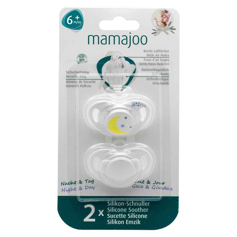 Mamajoo İkili Ortodontik Silikon Emzik  6+ ay Beyaz