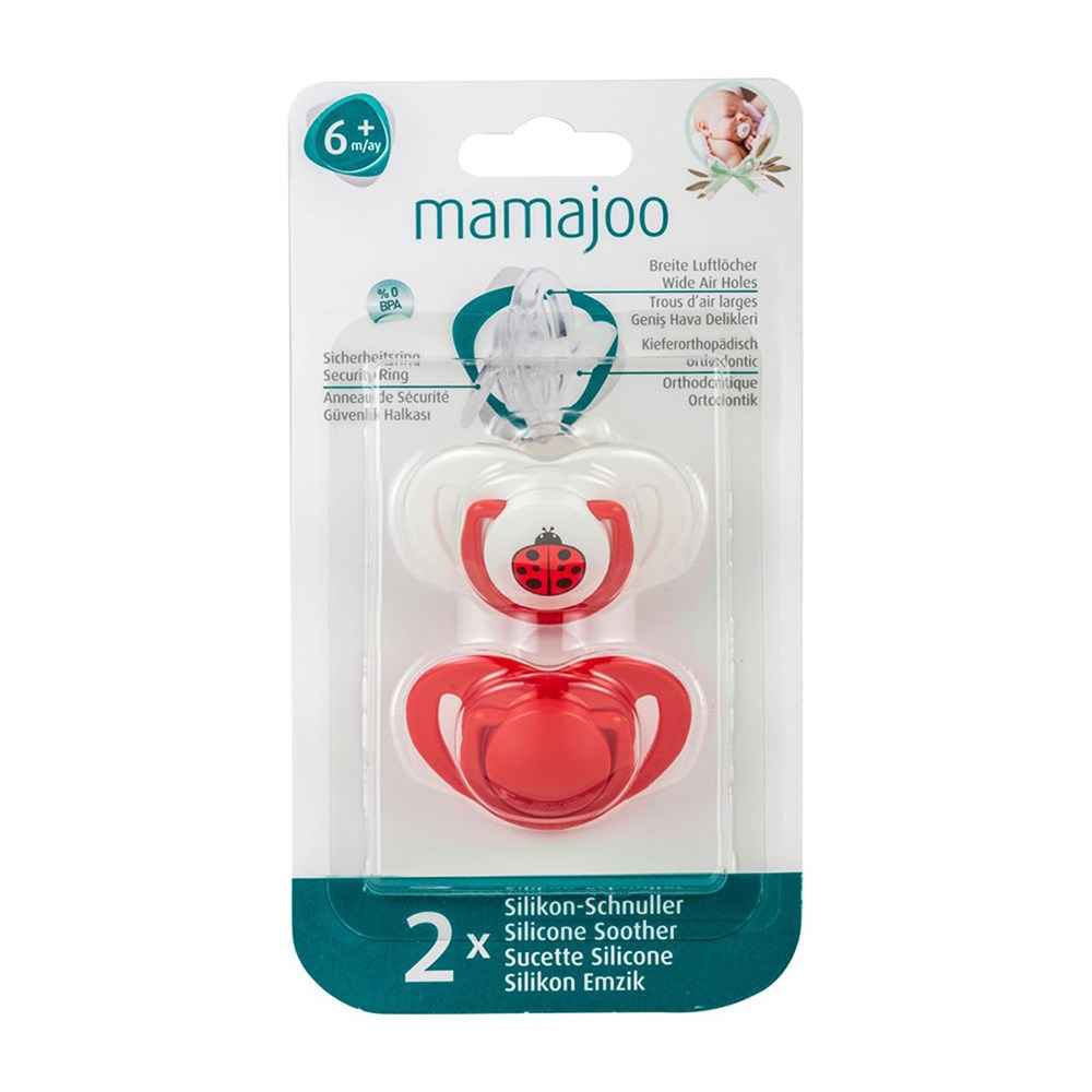 Mamajoo İkili Ortodontik Silikon Emzik  6+ ay Kırmızı