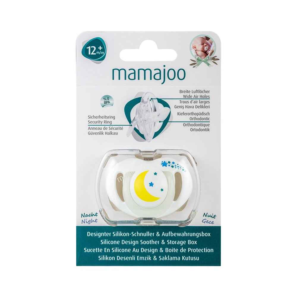 Mamajoo Saklama Kutulu Ortodontik Silikon Emzik 12+ Ay Beyaz
