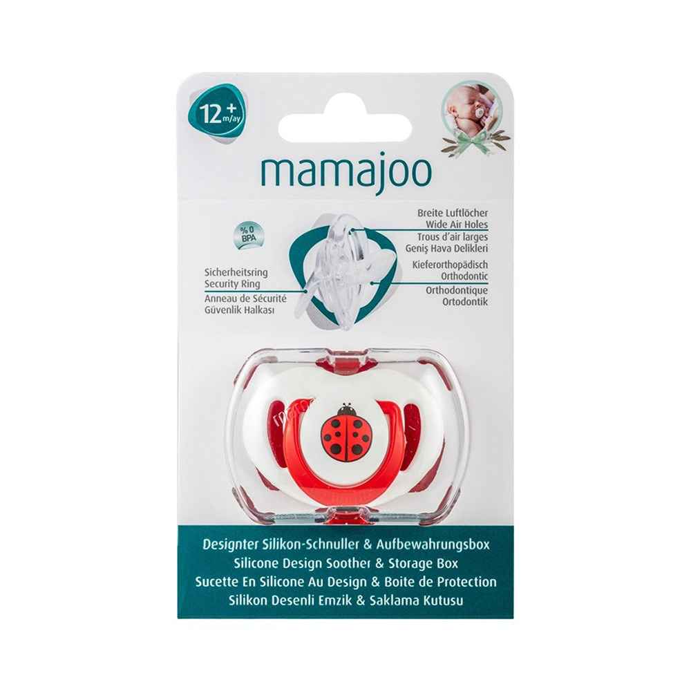 Mamajoo Saklama Kutulu Ortodontik Silikon Emzik 12+ Ay Kırmızı