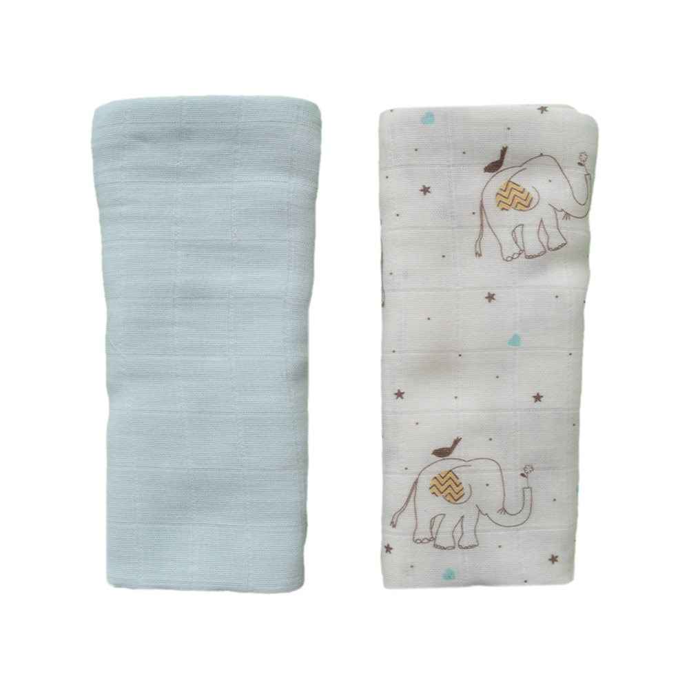 Beberotti 2'li Müslin Bebek Örtüsü 75x90 cm 103 Krem-Mavi
