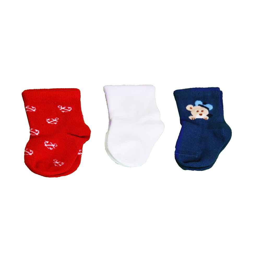 Petit Minou 3'lu Soket Bebek Çorabı 2022 Kırmızı-Lacivert