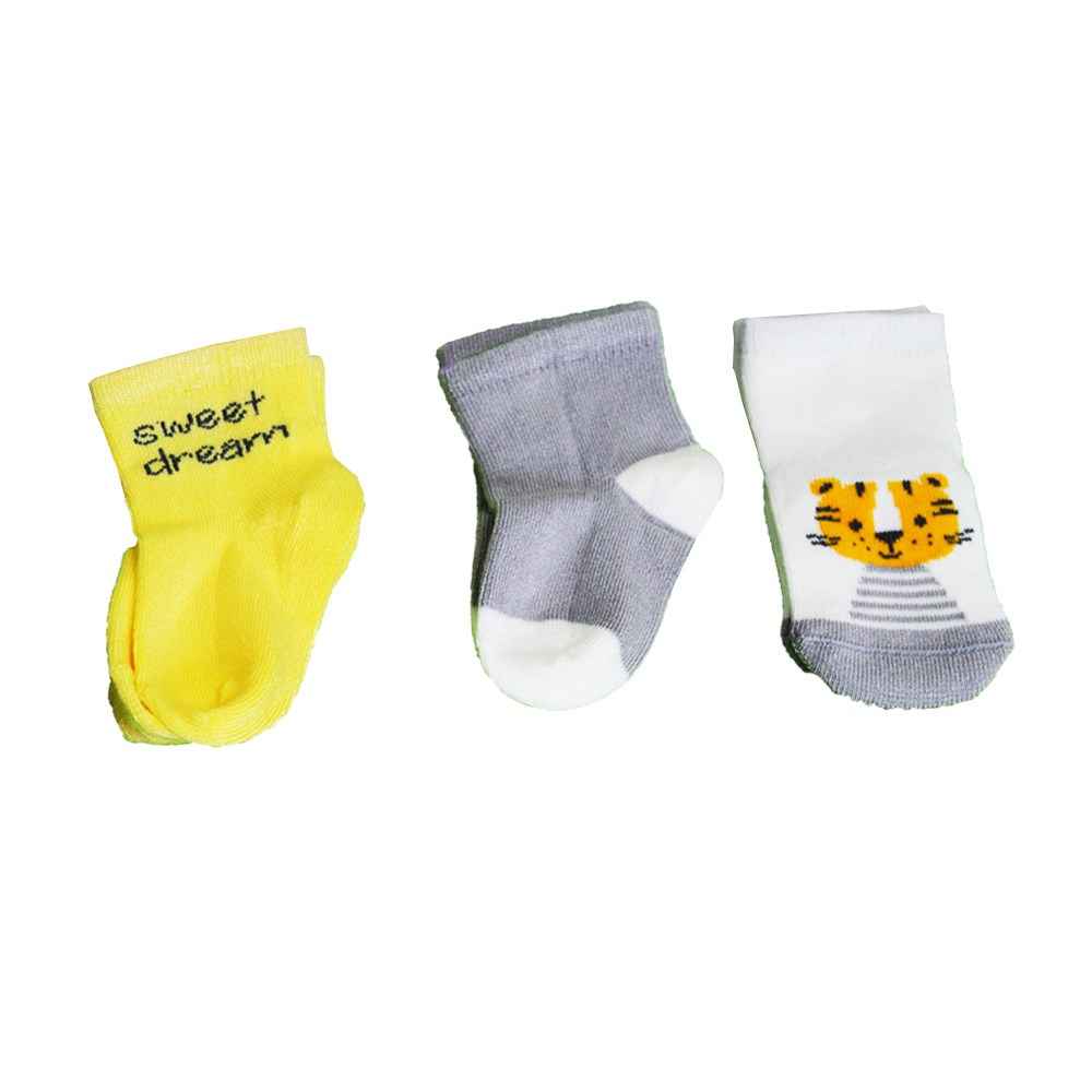 Petit Minou 3'lu Soket Bebek Çorabı 2026 Sarı-Gri