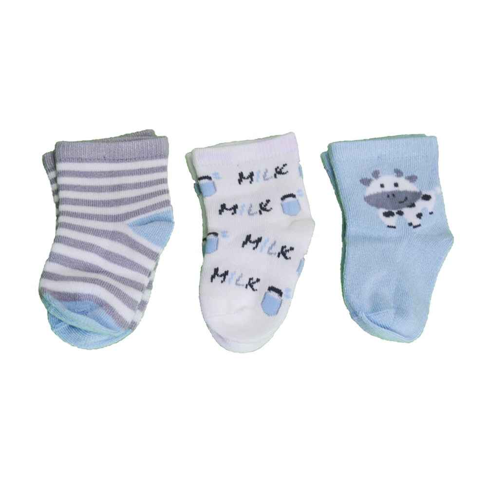 Petit Minou 3'lu Soket Bebek Çorabı 2025 Gri-Mavi