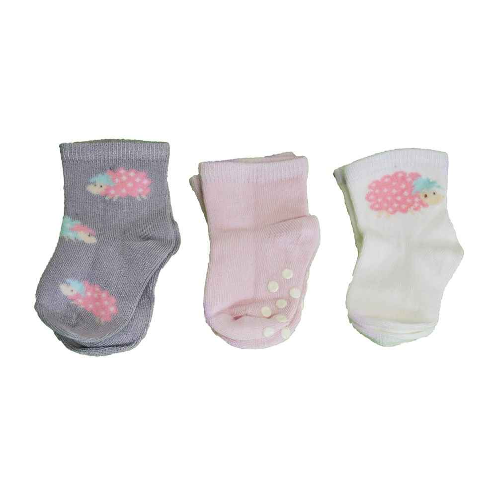 Petit Minou 3'lu Soket Bebek Çorabı 2023 Gri-Pembe