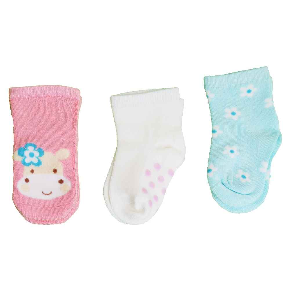 Petit Minou 3'lu Soket Bebek Çorabı 2031 Pembe-Mavi