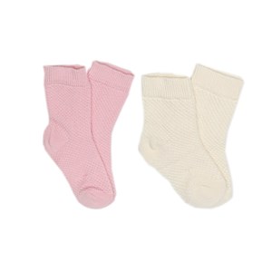 Kiti Kate Kabartma Desenli 2li Bebek Çorabı S52886 Ekru-Pembe