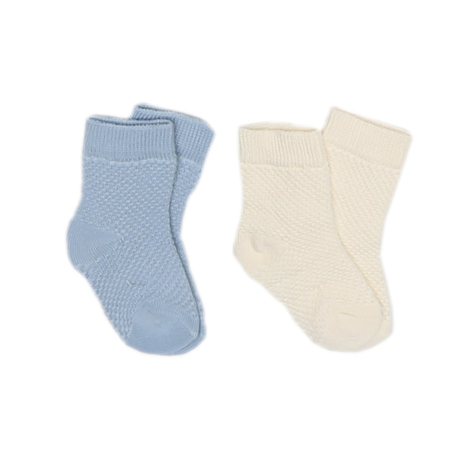 Kiti Kate Kabartma Desenli 2li Bebek Çorabı S52886 Ekru-Mavi