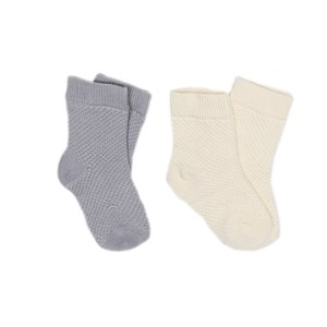Kiti Kate Kabartma Desenli 2li Bebek Çorabı S52886 Ekru-Gri