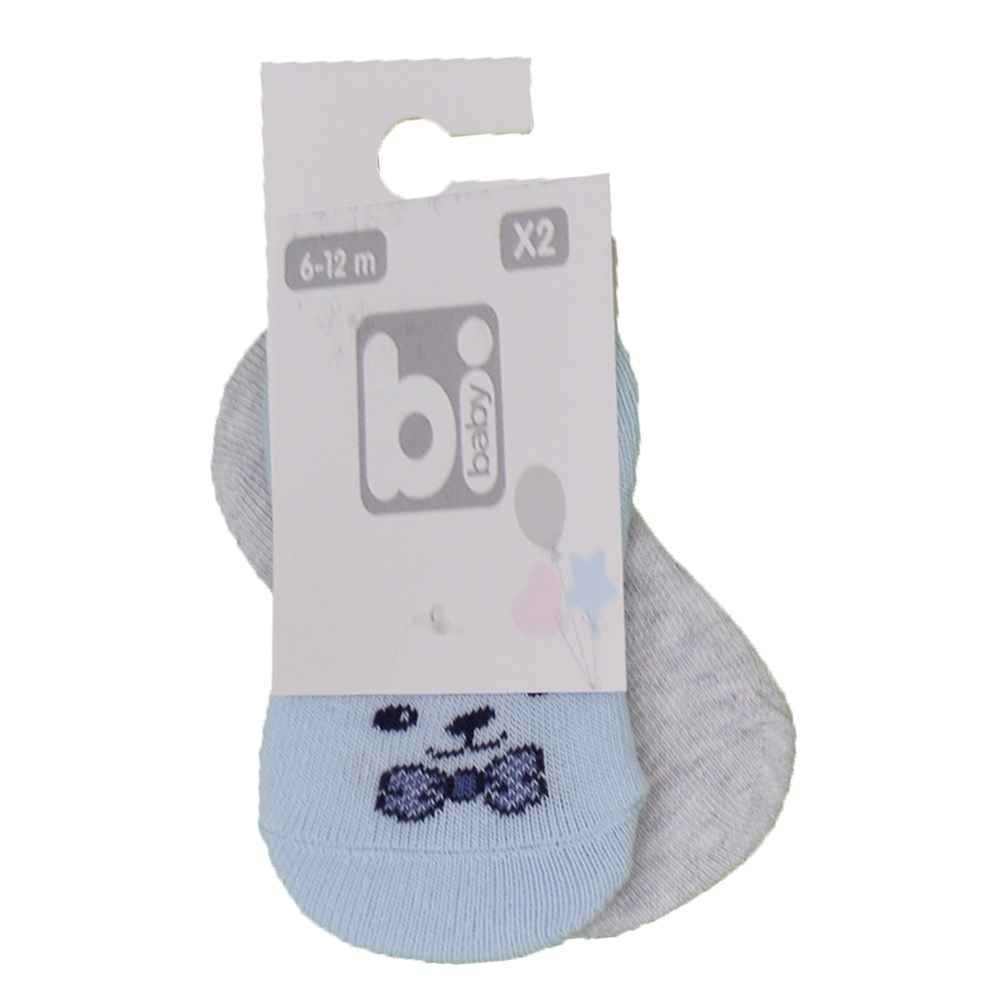 Bibaby Babet 2'li Bebek Çorabı 68224 Gri-Mavi