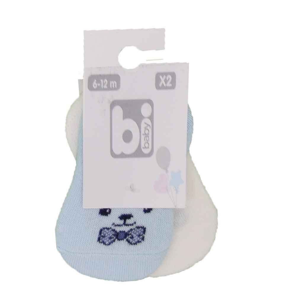 Bibaby Babet 2'li Bebek Çorabı 68224 Krem-Mavi