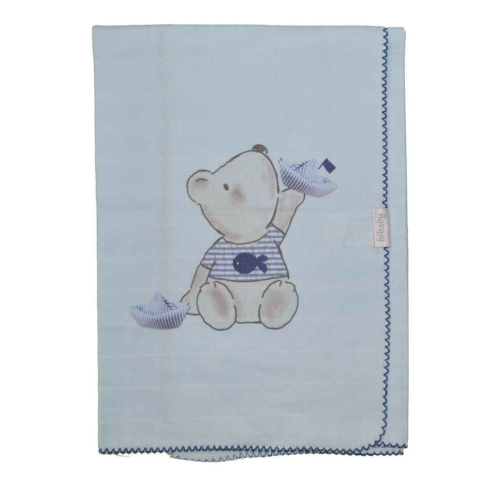 Bibaby Mariner Müslin Bebek Örtüsü 64333 Mavi