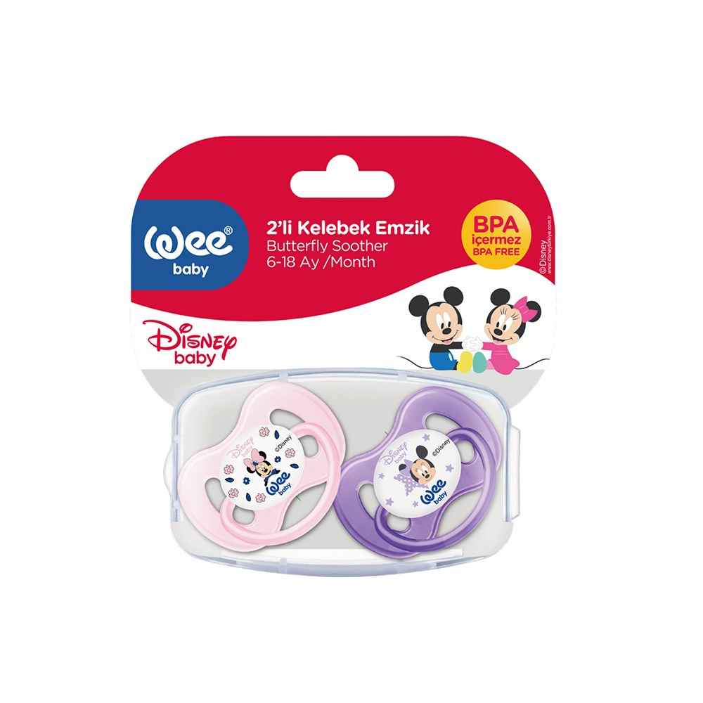 Wee Baby Disney 2'li Kelebek Emzik No:1 181 Mor-Pembe