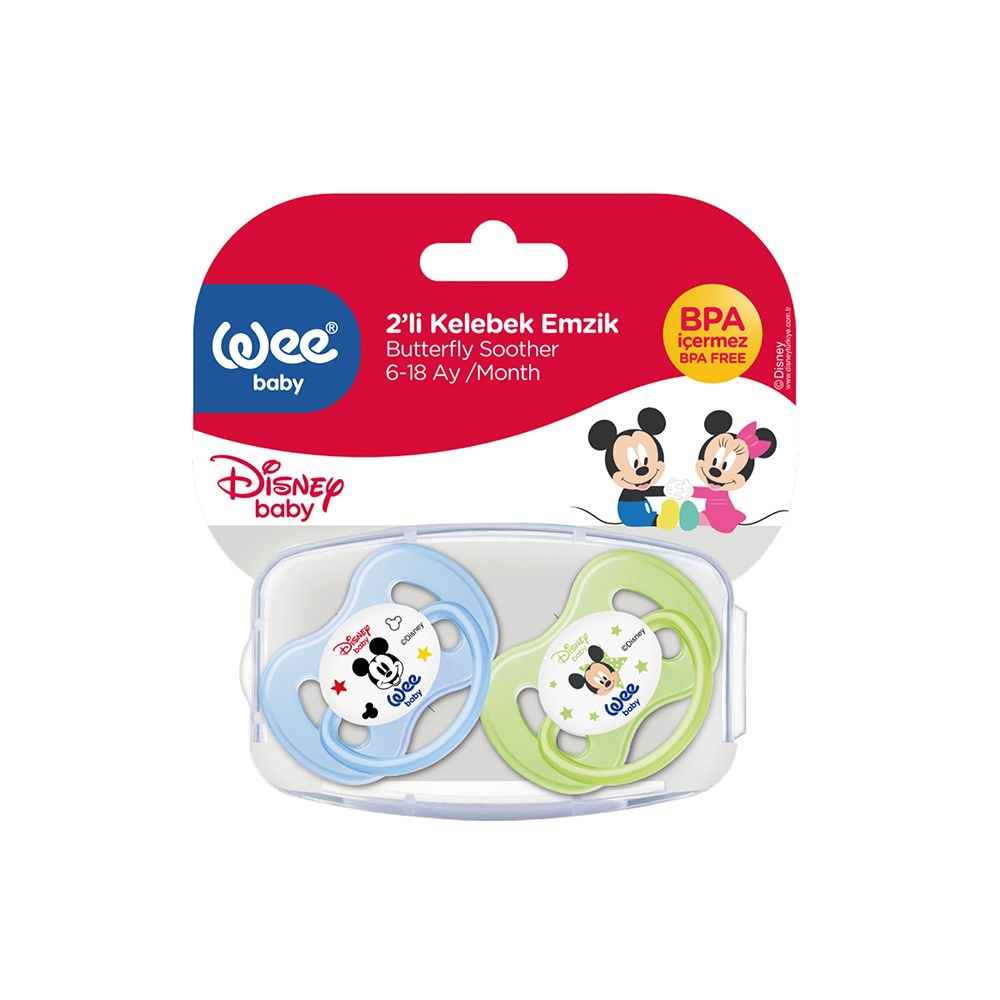 Wee Baby Disney 2'li Kelebek Emzik No:2 182 Mavi-Yeşil