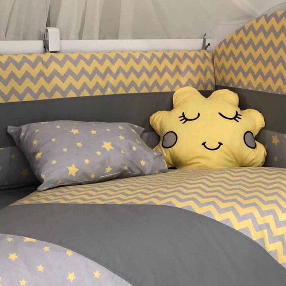 Mini Baby Figürlü Bebek Uyku Seti 10 Parça 75x130 cm Sarı