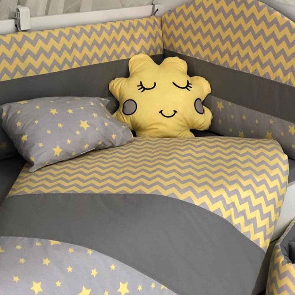 Mini Baby Figürlü Bebek Uyku Seti 10 Parça 75x130 cm Sarı