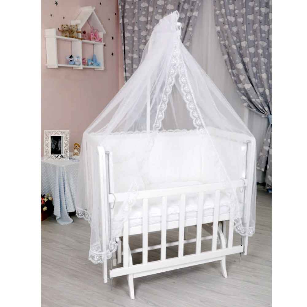Bebekonfor Lara 60X90 Asansörlü Beşik Beyaz Beyaz