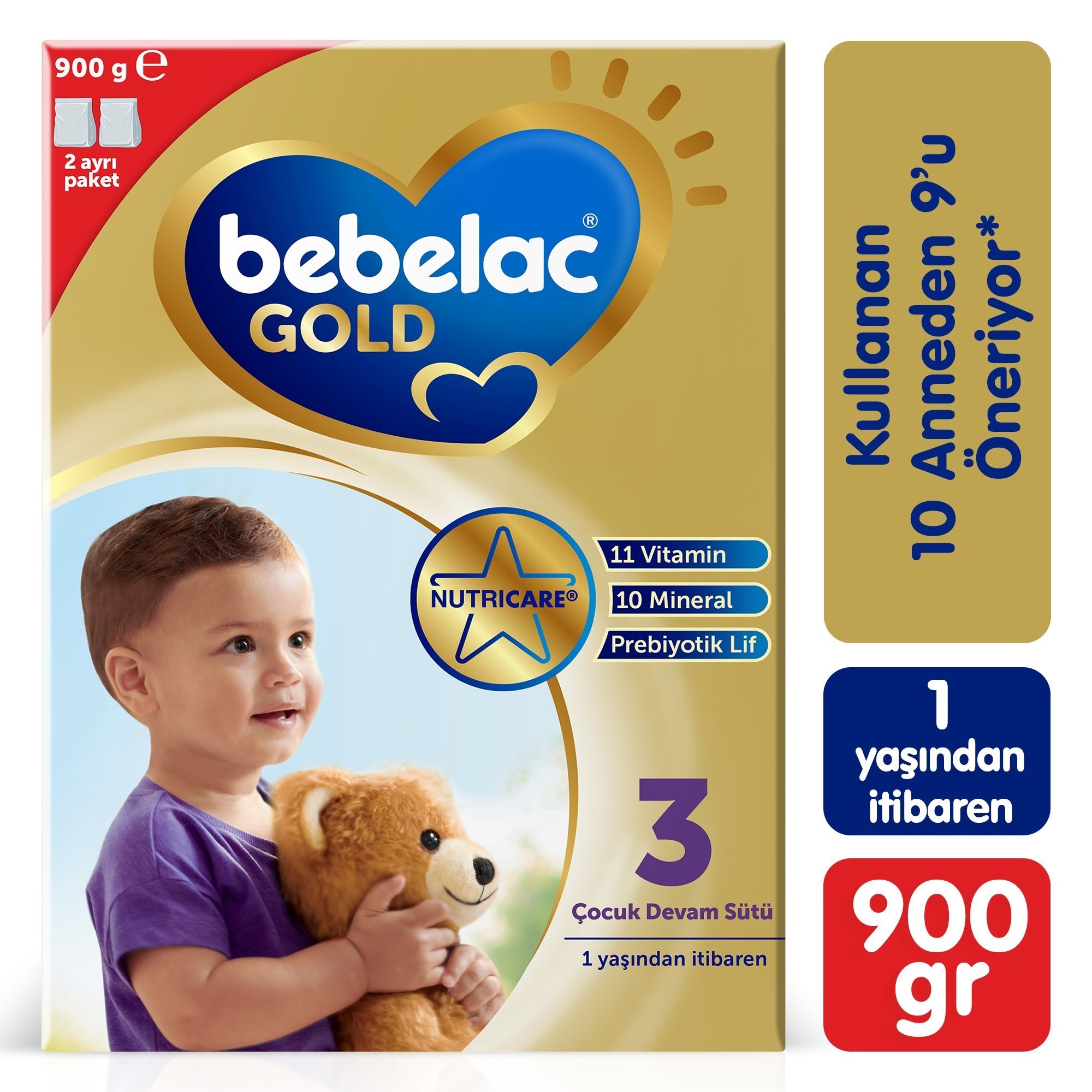 Bebelac Gold 3 Çocuk Devam Sütü 900 g 1 Yaş+ 