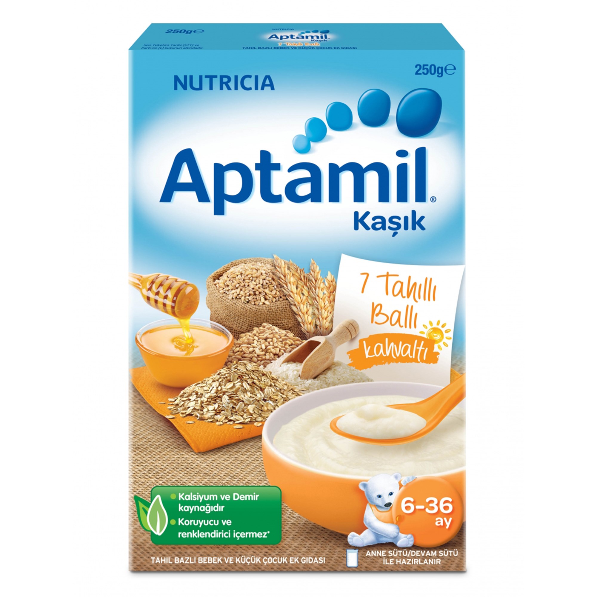 Aptamil 7 Tahıllı Ballı Kaşık Maması 250 g 6-36 Ay 