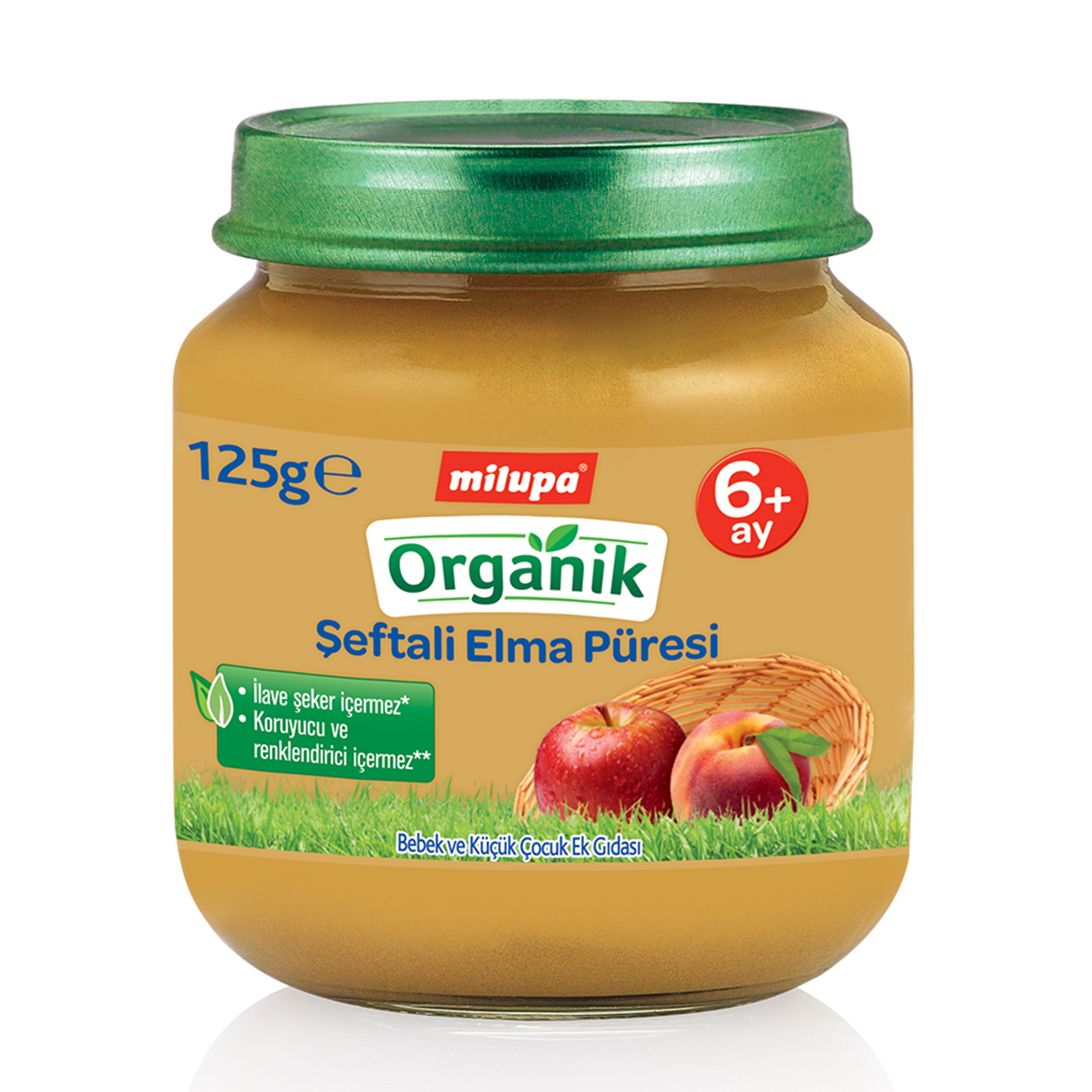 Milupa Organik Şeftali Elma Püresi 125 g 6+ Ay 