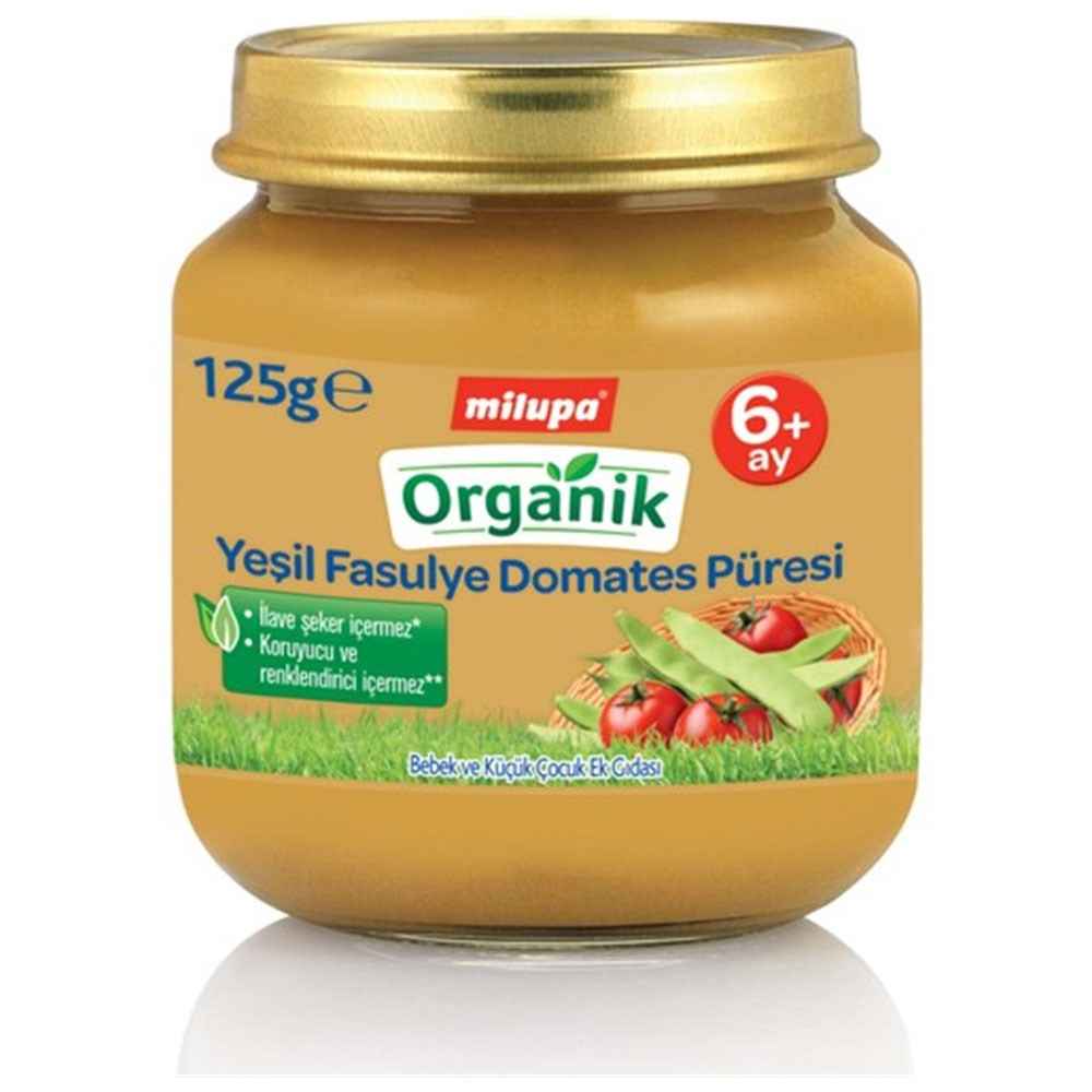 Milupa Organik Kavanoz Maması Yeşil Fasulye Domates 125 gr 