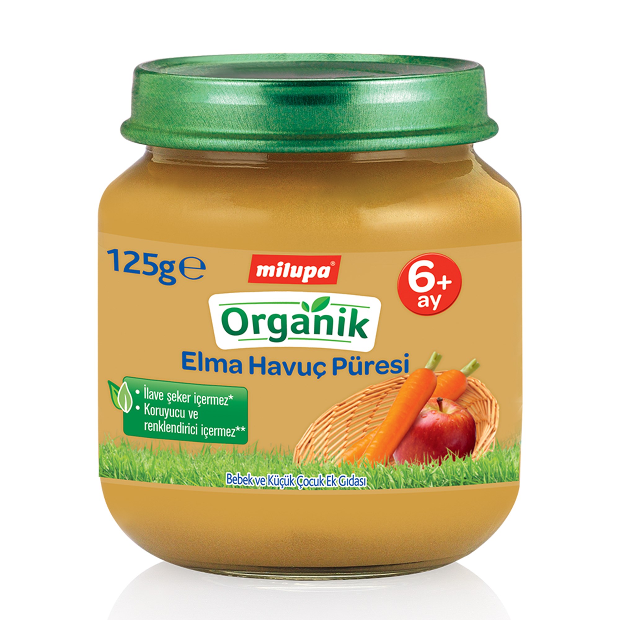 Milupa Organik Elma Havuç Püresi 125 g 6+ Ay 