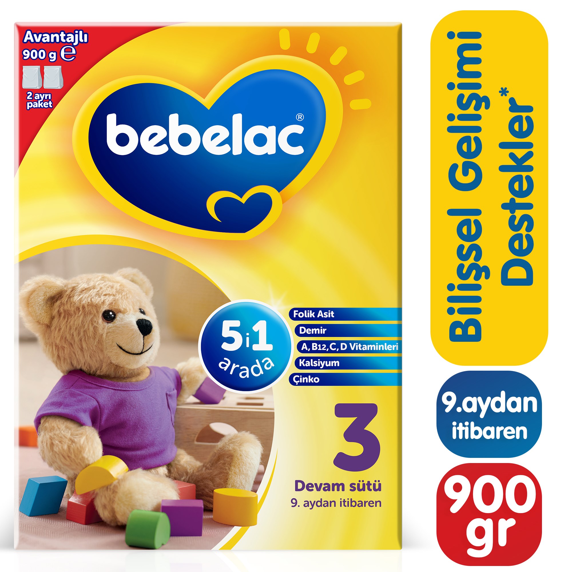 Bebelac 3 Devam Sütü 900 g 9-12 Ay 