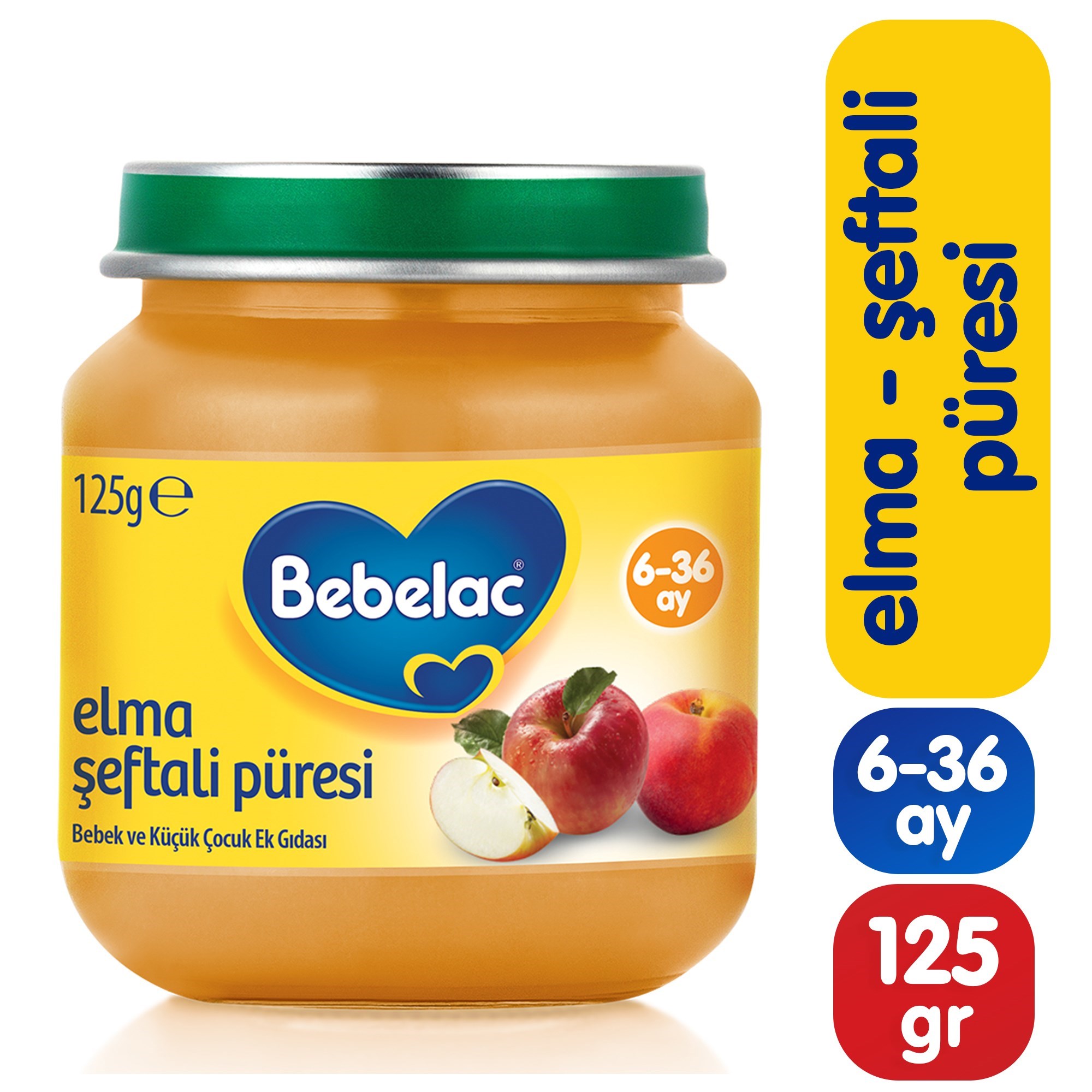 Bebelac Elma Şeftali Püresi 125 g 6+ Ay 