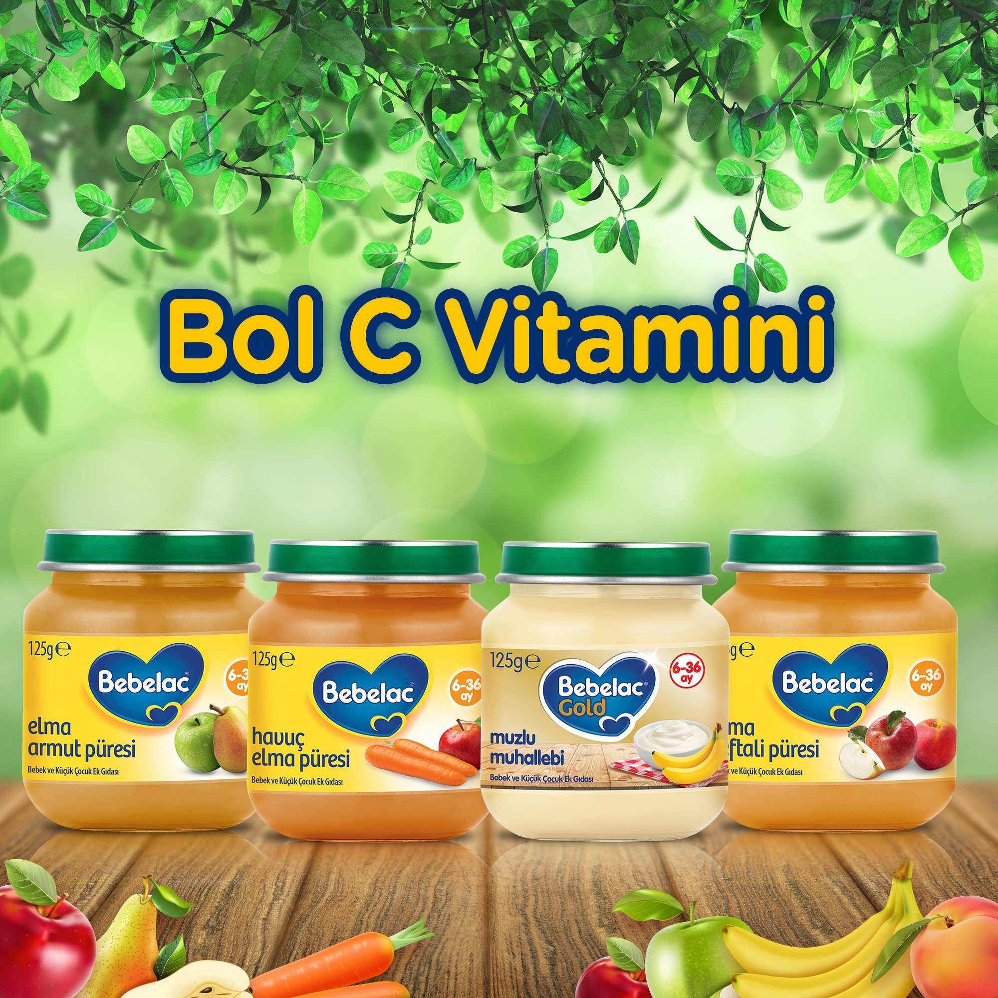 Bebelac Elma Şeftali Püresi 125 g 6+ Ay 