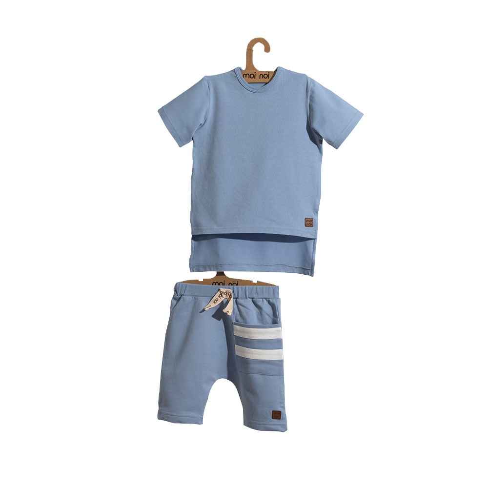 Moi Noi Arkası Uzun Bebe Tshirt Şort Takım 4034-26 Mavi
