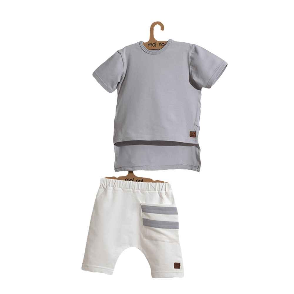 Moi Noi Arkası Uzun Çocuk Tshirt Şort Takım 4134-26 Gri