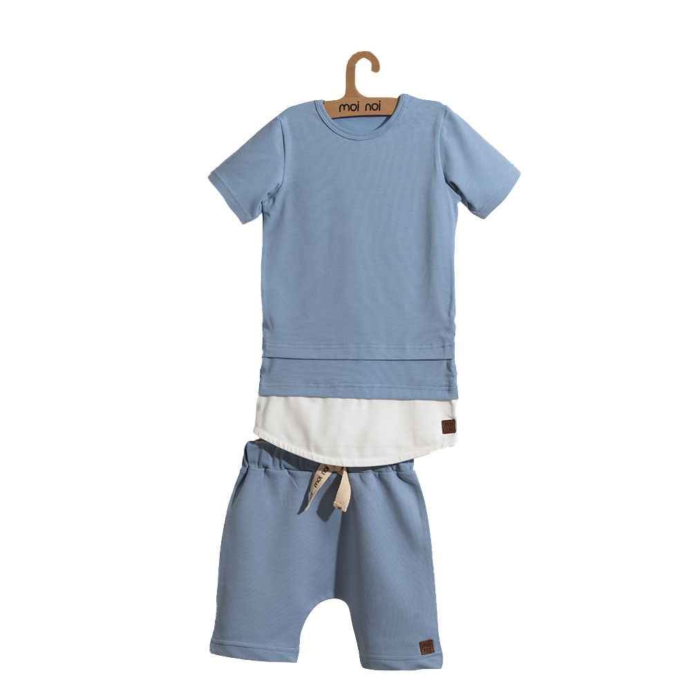 Moi Noi Parçalı Bebe Tshirt Şort Takım 4035-27 Mavi
