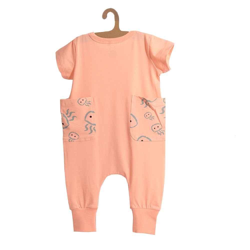 Moi Noi Cepleri Desenli Bebe Tulum 4045 Somon