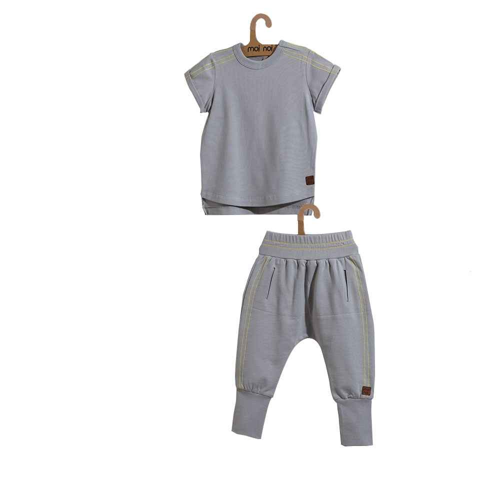 Moi Noi Zincir Dikişli Bebe Tshirt Takım 4046-31 Gri