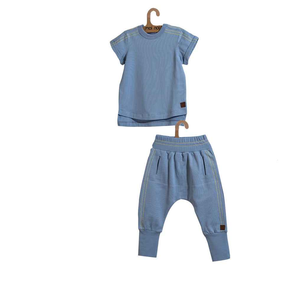 Moi Noi Zincir Dikişli Bebe Tshirt Takım 4046-31 Mavi