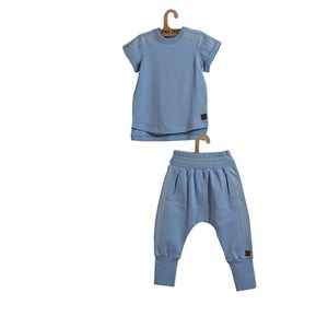 Moi Noi Zincir Dikişli Bebe Tshirt Takım 4046-31 Mavi