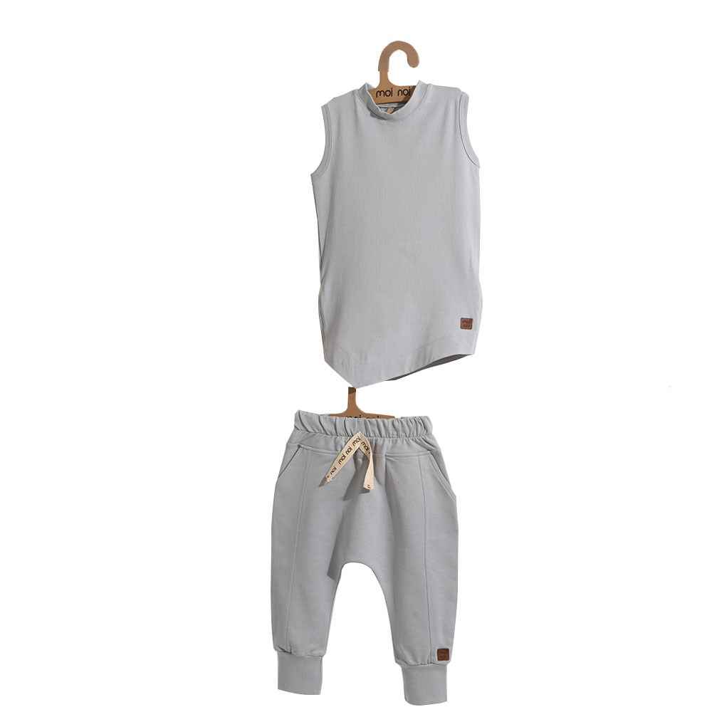 Moi Noi Asimetrik Kolsuz Çocuk Tshirt Takım 4149-54 Gri
