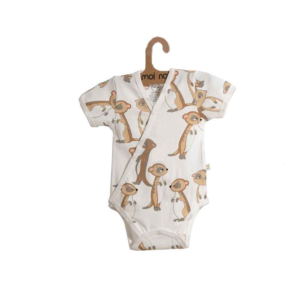 Moi Noi Kruvaze Bebek Body 46005 Beyaz-Kahverengi