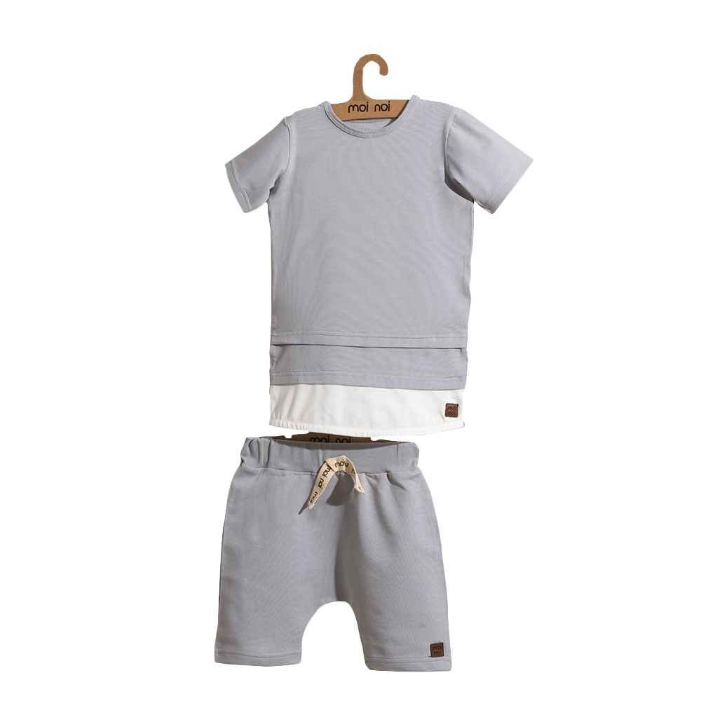 Moi Noi Parçalı Çocuk Tshirt Şort Takım 4135-27 Gri