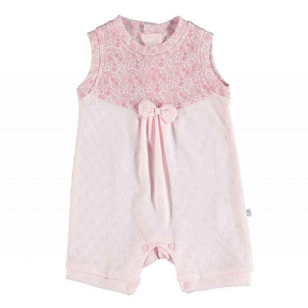 Bibaby Pink Flowers Bebek Şort Tulum 60333 Pembe